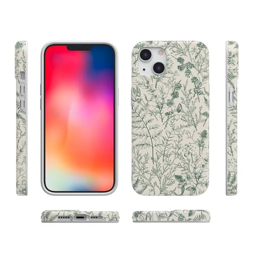 Casely iPhone 13 Case: Sage Garden Green Floral – In Use