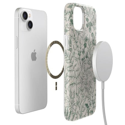 Casely iPhone 14 Plus Case: Sage Garden Green Floral – Close-up Detail
