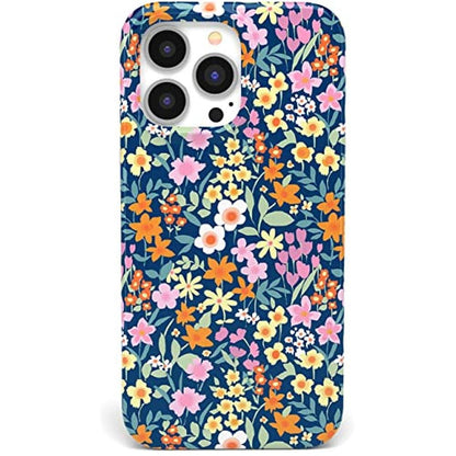 Casely iPhone 14 Pro Case: Full Bloom Navy Floral Design – Front View