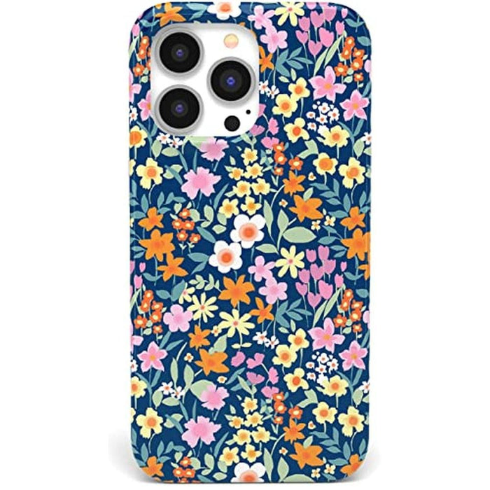 Casely iPhone 14 Pro Case: Full Bloom Navy Floral Design – Front View