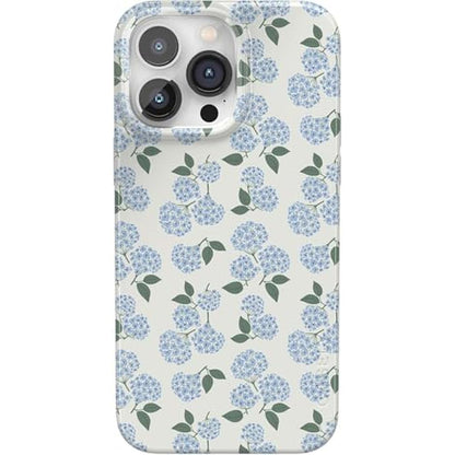 Casely iPhone 14 Pro Case: Nantucket Cottage Blue Hydrangea – Front View