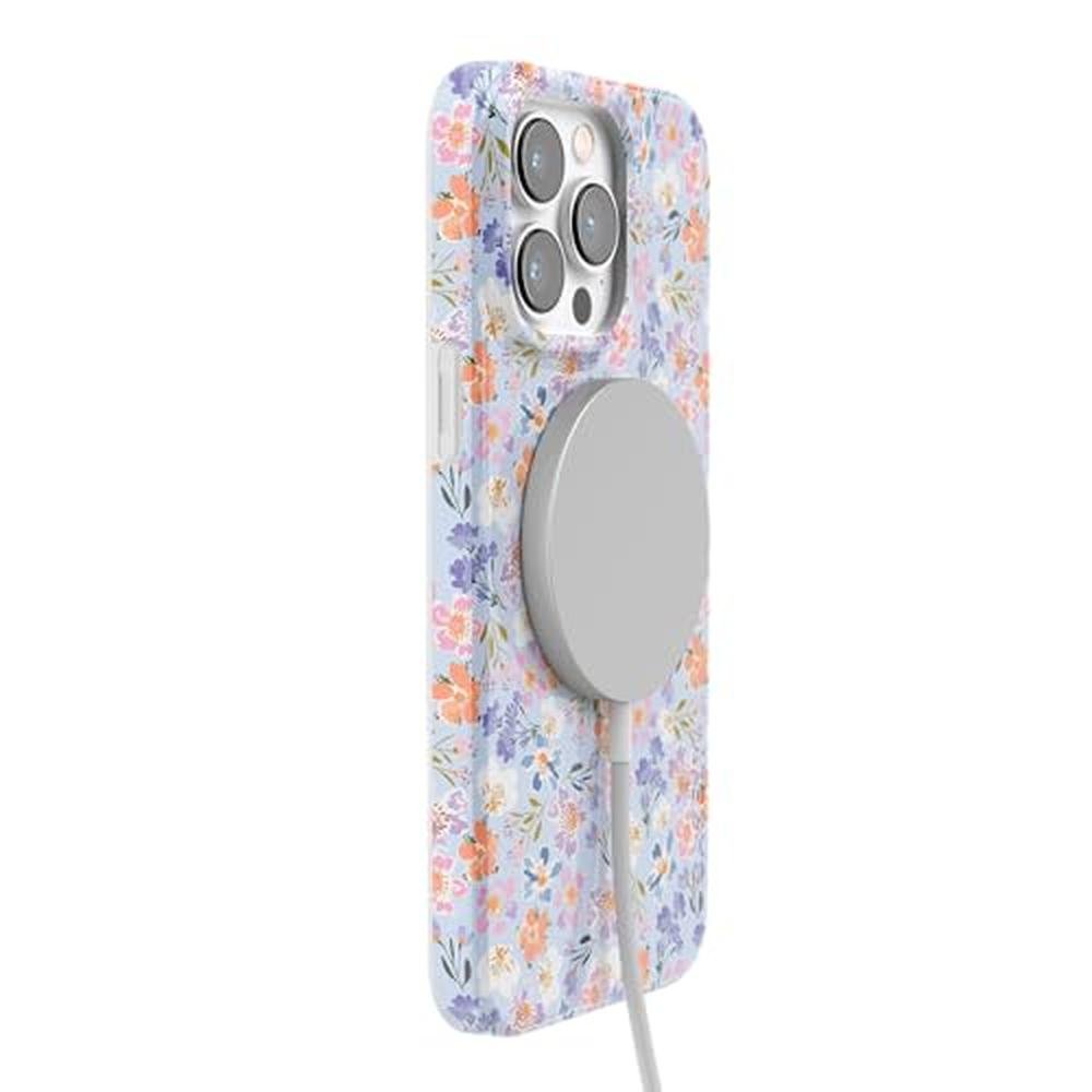 Casely iPhone 14 Pro Case: Poppy Meadows Pastel Floral – Close-up Detail