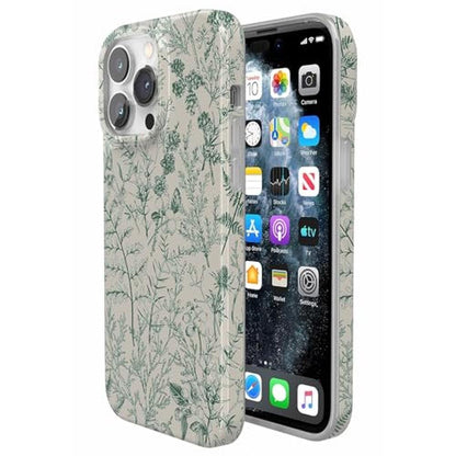 Casely iPhone 14 Pro Case: Sage Garden Green Floral – Side View