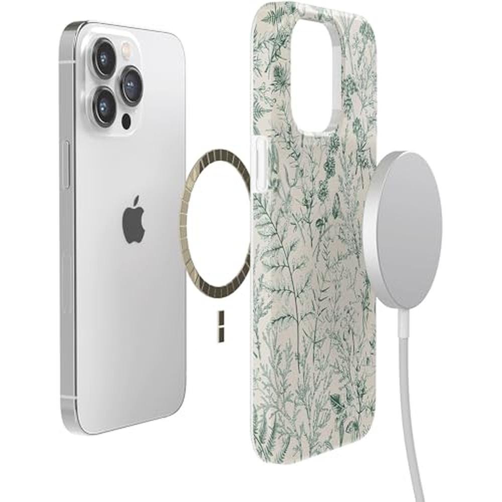 Casely iPhone 14 Pro Case: Sage Garden Green Floral – In Use