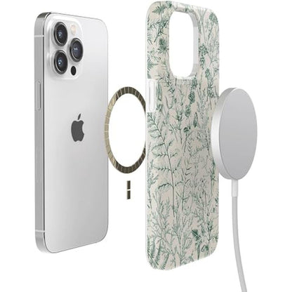 Casely iPhone 14 Pro Case: Sage Garden Green Floral – In Use