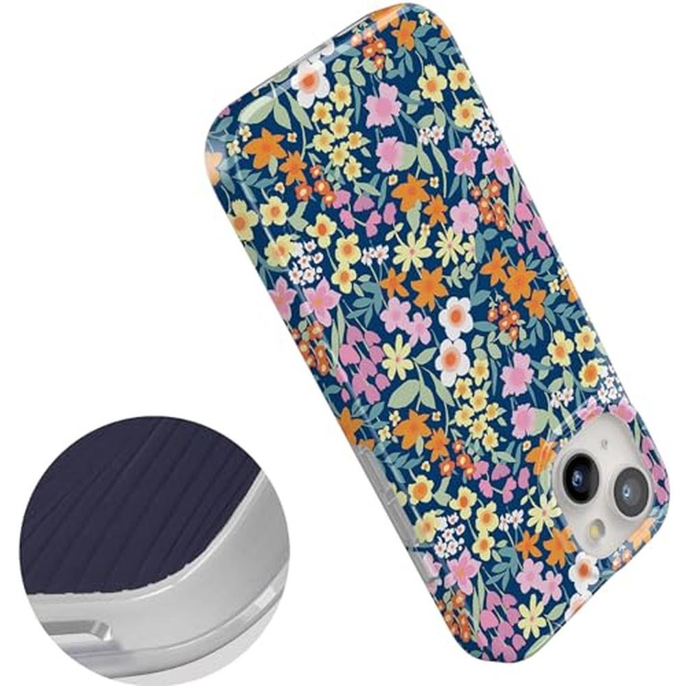 Casely iPhone 15 Case: Full Bloom Navy Floral – In Use