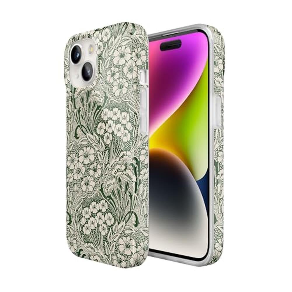 Casely iPhone 15 Case: Mystic Meadow Green Gardens – Side View