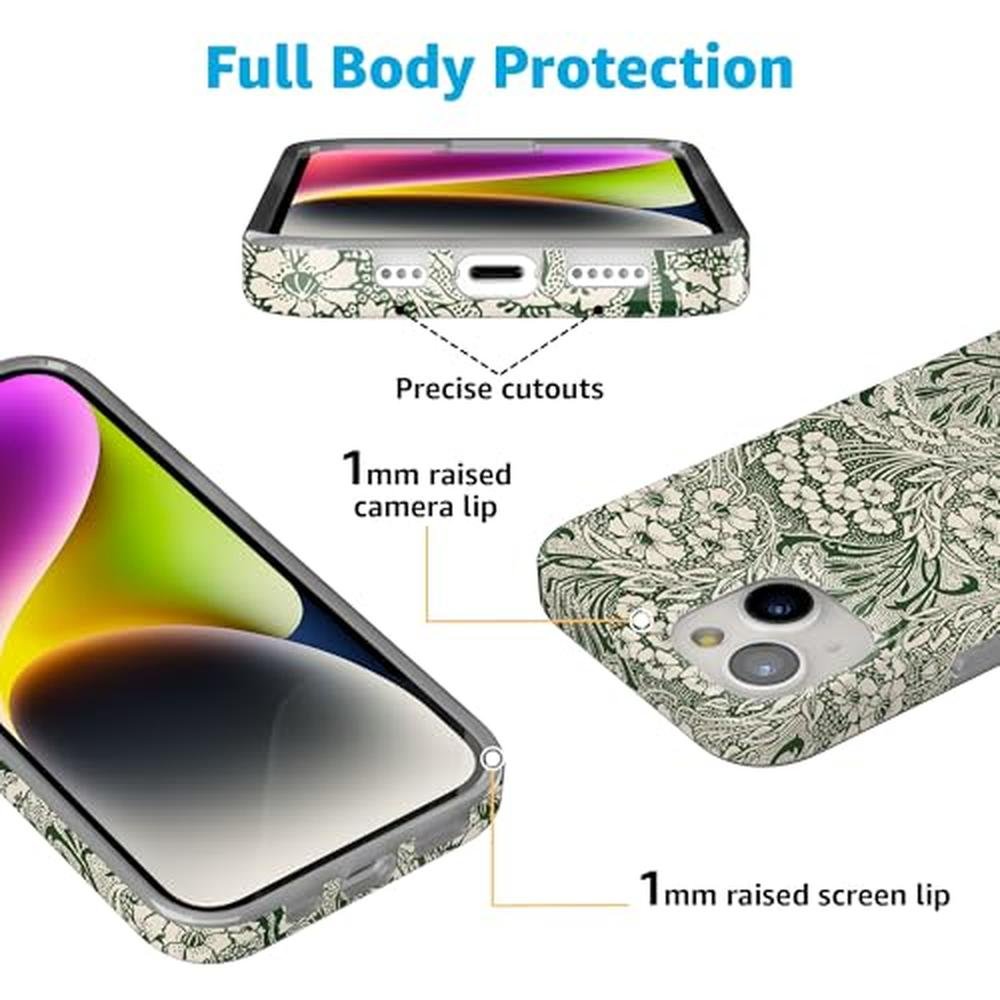 Casely iPhone 15 Case: Mystic Meadow Green Gardens – Close-up Detail