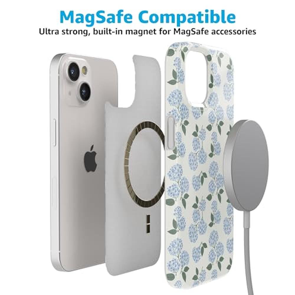 Casely iPhone 15 Case: Nantucket Cottage Blue Hydrangea – Close-up Detail