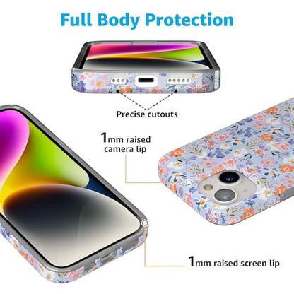 Casely iPhone 15 Case: Poppy Meadows Pastel Floral – Side View