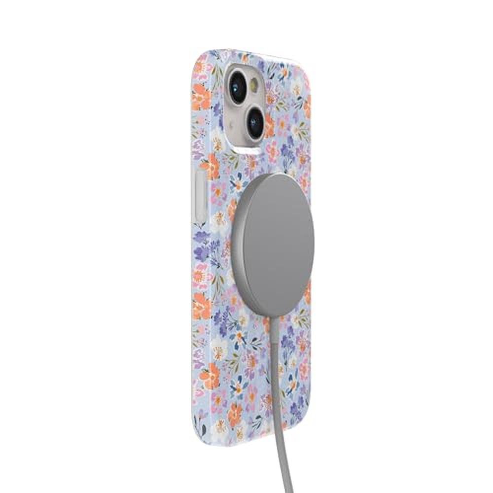 Casely iPhone 15 Case: Poppy Meadows Pastel Floral – Close-up Detail