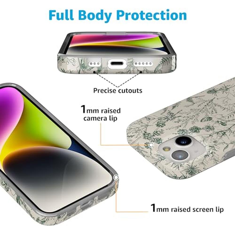 Casely iPhone 15 Case: Sage Garden Green Floral – Side View