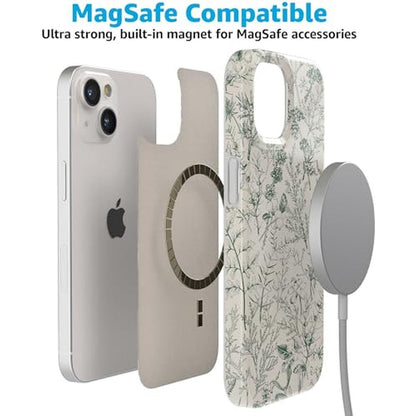 Casely iPhone 15 Case: Sage Garden Green Floral – Close-up Detail