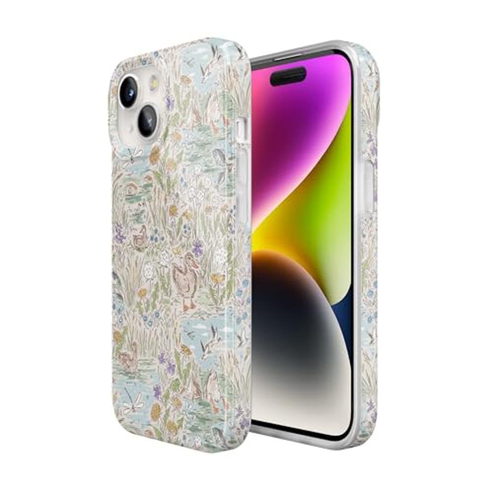 Casely iPhone 15 Case: The Waddle Path Duck Pond – Side View