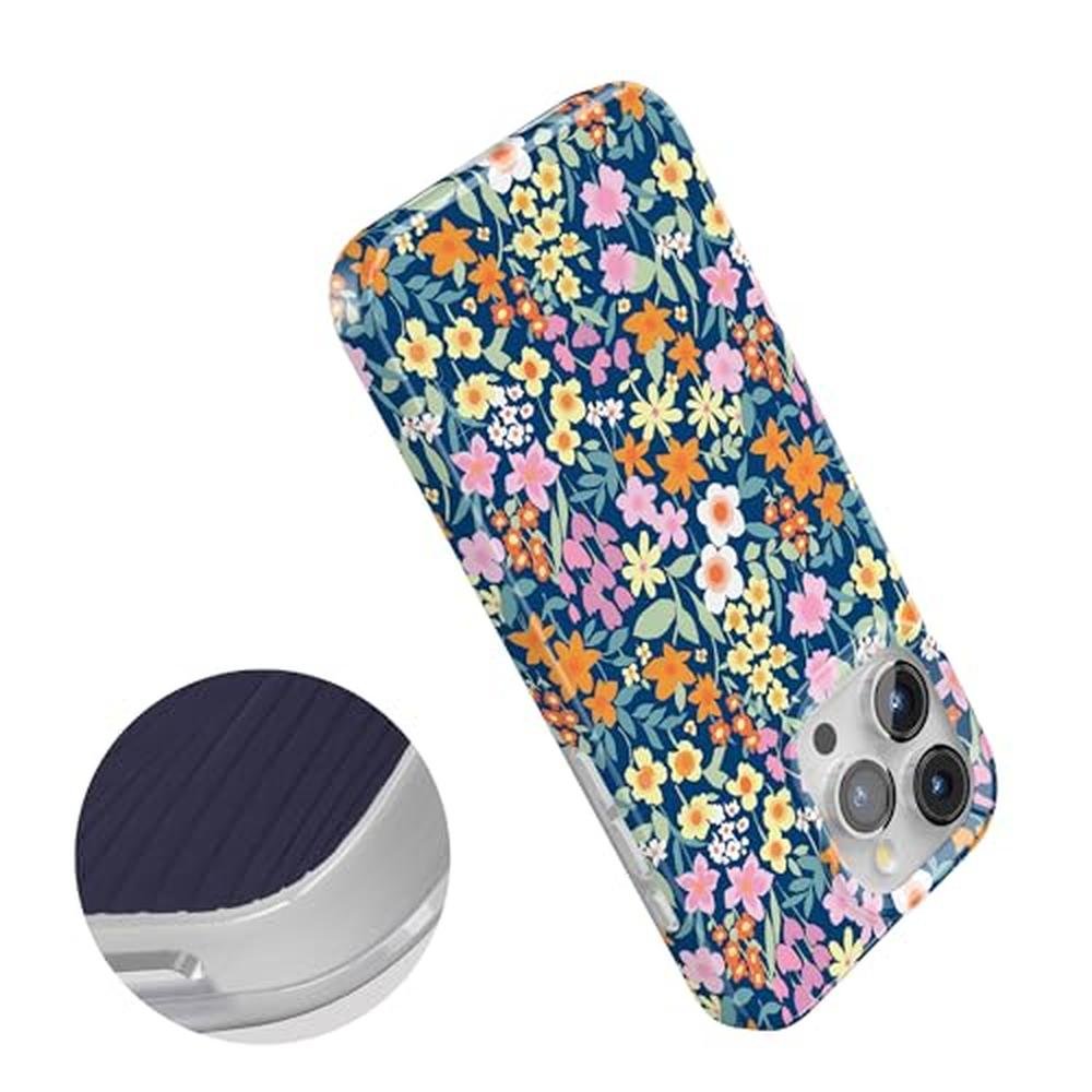 Casely iPhone 15 Pro Case: Full Bloom Navy Floral – In Use