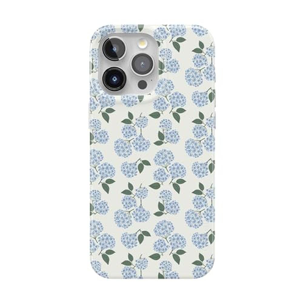 Casely iPhone 15 Pro Case: Nantucket Cottage Blue Hydrangea – Front View
