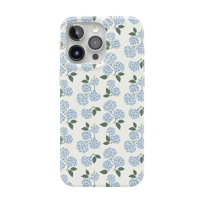 Casely iPhone 15 Pro Case: Nantucket Cottage Blue Hydrangea – Front View