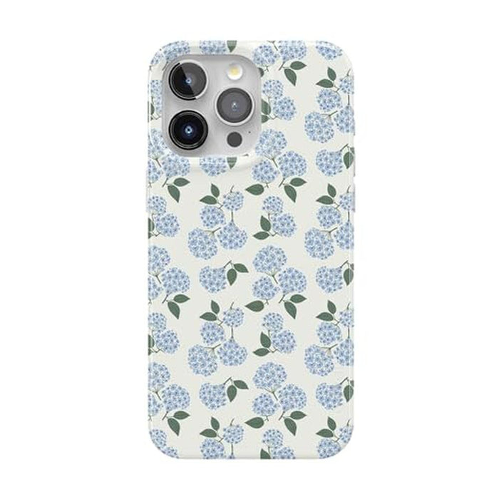 Casely iPhone 15 Pro Case: Nantucket Cottage Blue Hydrangea – Front View