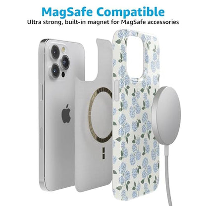 Casely iPhone 15 Pro Case: Nantucket Cottage Blue Hydrangea – Close-up Detail