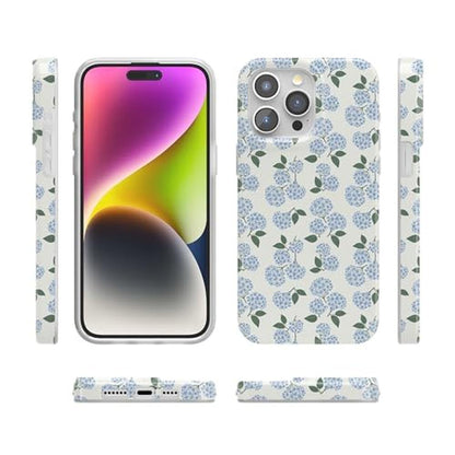 Casely iPhone 15 Pro Case: Nantucket Cottage Blue Hydrangea – In Use