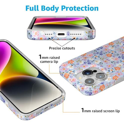 Casely iPhone 15 Pro Case: Poppy Meadows Pastel Floral – Side View
