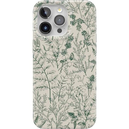 Casely iPhone 15 Pro Case: Sage Garden Green Floral – Front View