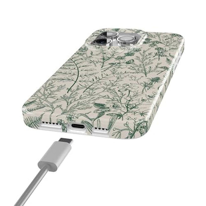 Casely iPhone 15 Pro Case: Sage Garden Green Floral – Side View