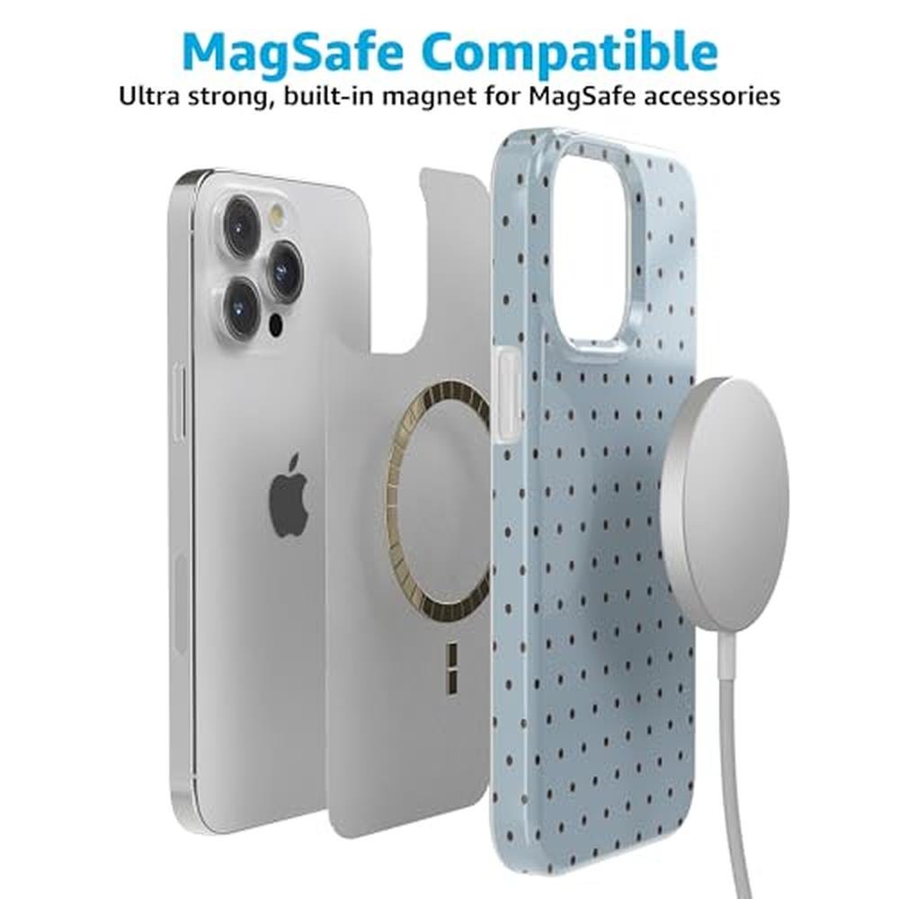 Polka Dot Casely: iPhone 15 Pro Max Case On The Dot Blue – In Use