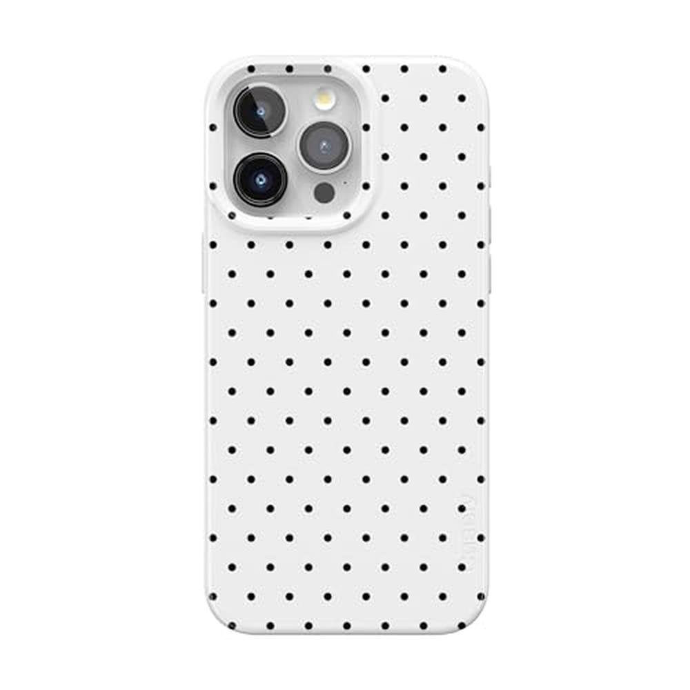 Polka Dot Casely: iPhone 15 Pro Max Case On the Dot White – Front View
