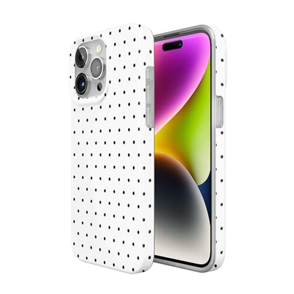 Polka Dot Casely: iPhone 15 Pro Max Case On the Dot White – Side View