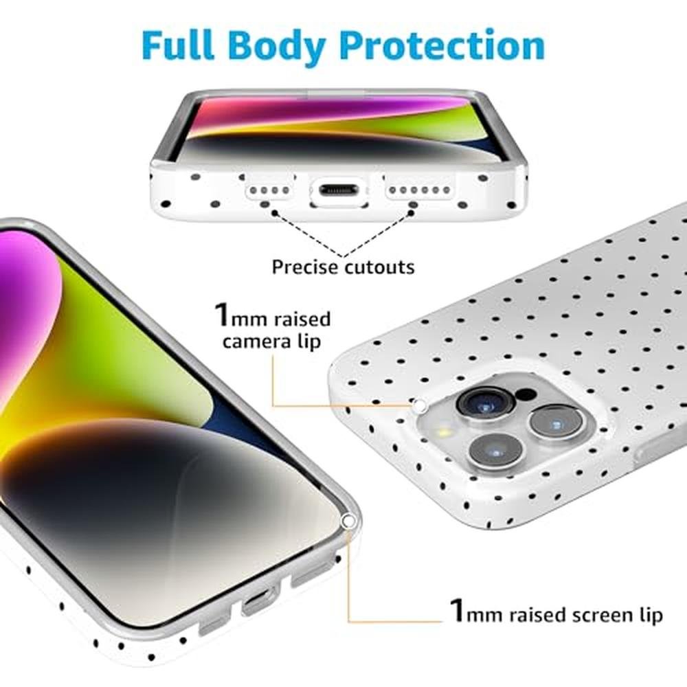 Polka Dot Casely: iPhone 15 Pro Max Case On the Dot White – Close-up Detail