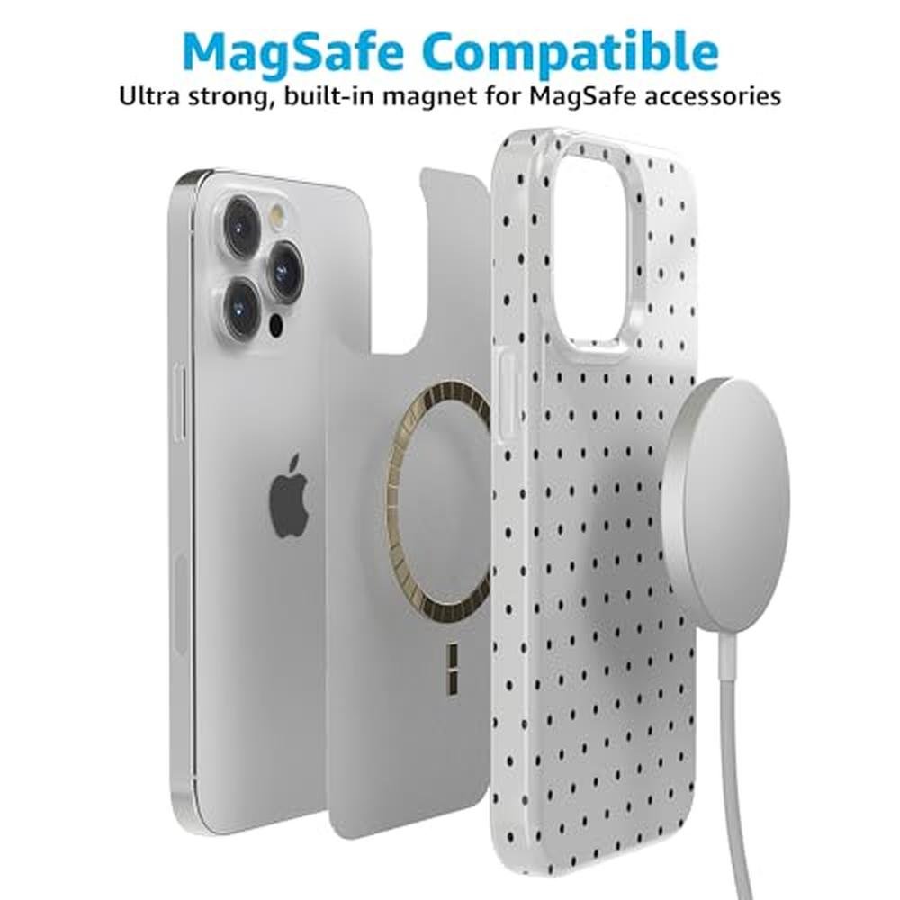 Polka Dot Casely: iPhone 15 Pro Max Case On the Dot White – In Use