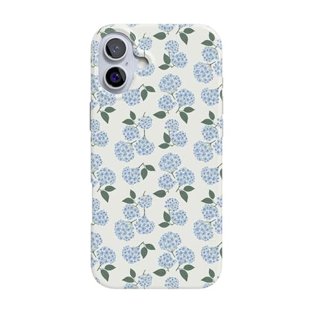 Casely iPhone 16 Case: Blue Hydrangea Nantucket Cottage – Front View