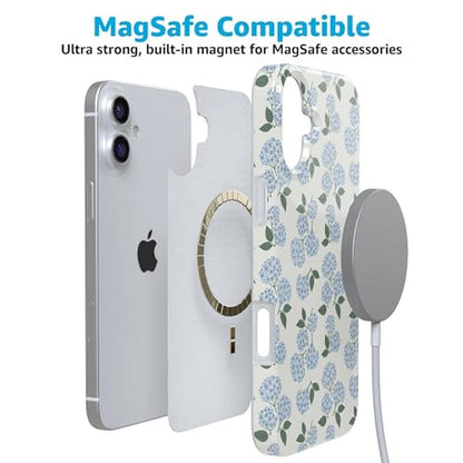 Casely iPhone 16 Case: Blue Hydrangea Nantucket Cottage – Close-up Detail