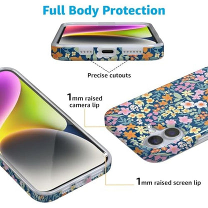 Casely iPhone 16 Case: Full Bloom Navy Floral – In Use