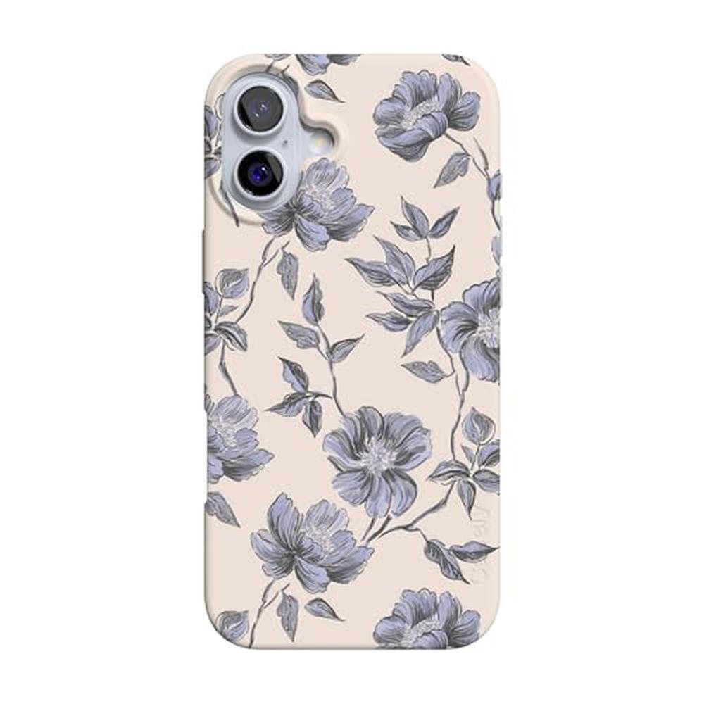Casely iPhone 16 Case: Ink & Iris Vintage Floral – Front View