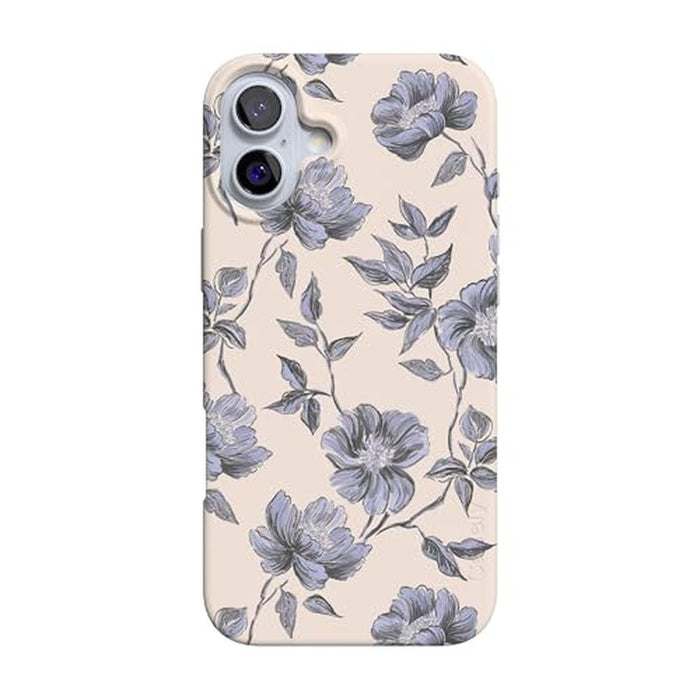 Casely iPhone 16 Case: Ink & Iris Vintage Floral – Front View