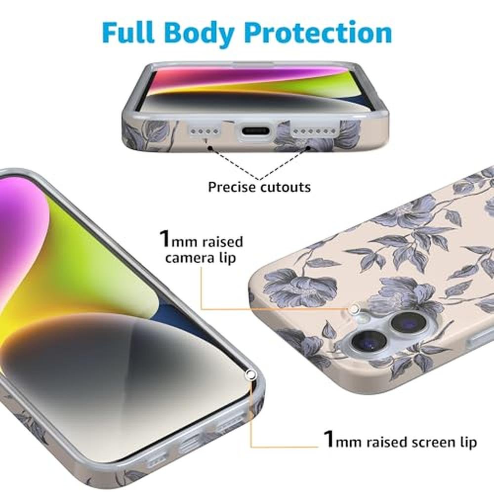 Casely iPhone 16 Case: Ink & Iris Vintage Floral – Side View