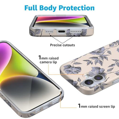 Casely iPhone 16 Case: Ink & Iris Vintage Floral – Side View