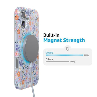 Casely iPhone 16 Case: Poppy Meadows Pastel Floral – Side View