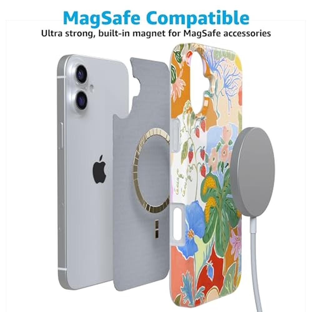 Casely iPhone 16 Plus Case: Botanical Blooms Floral – Close-up Detail