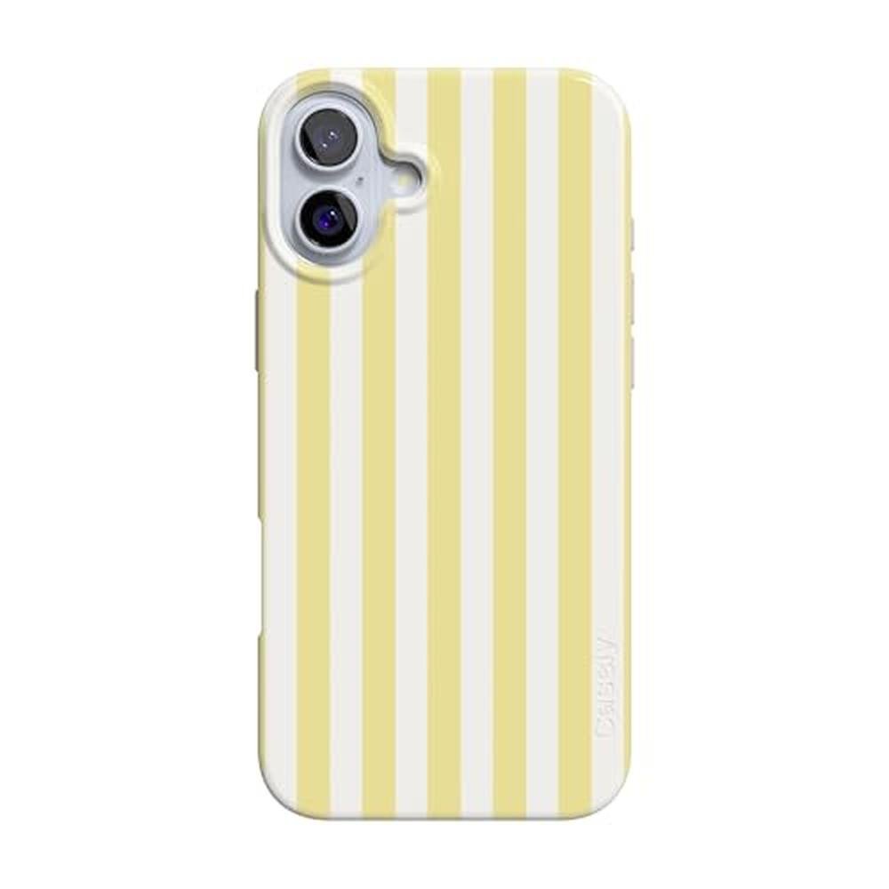 Casely iPhone 16 Plus Case: Butter Yellow Stripes Sunday – Front View