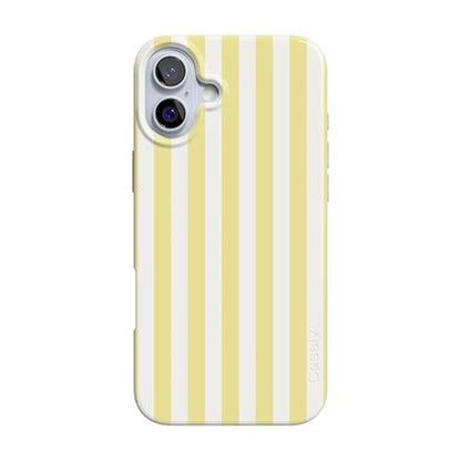 Casely iPhone 16 Plus Case: Butter Yellow Stripes Sunday – Front View