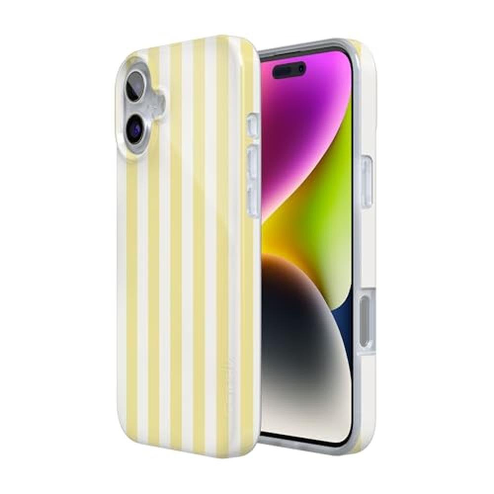 Casely iPhone 16 Plus Case: Butter Yellow Stripes Sunday – Side View