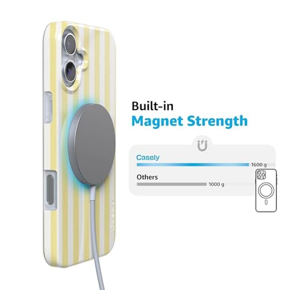 Casely iPhone 16 Plus Case: Butter Yellow Stripes Sunday – Packaging