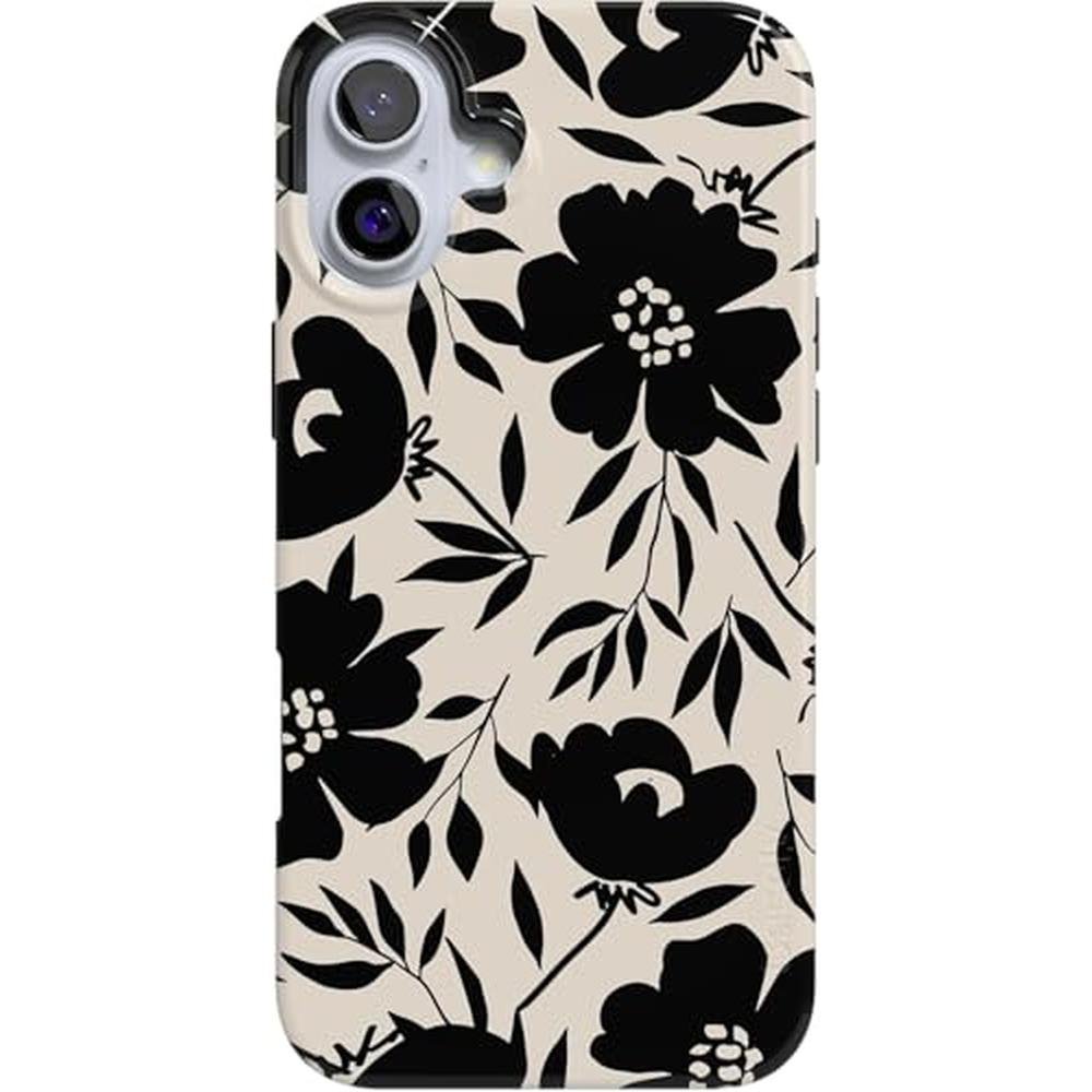 Casely iPhone 16 Plus Case: Dark Fantasy Contrast Floral – Front View