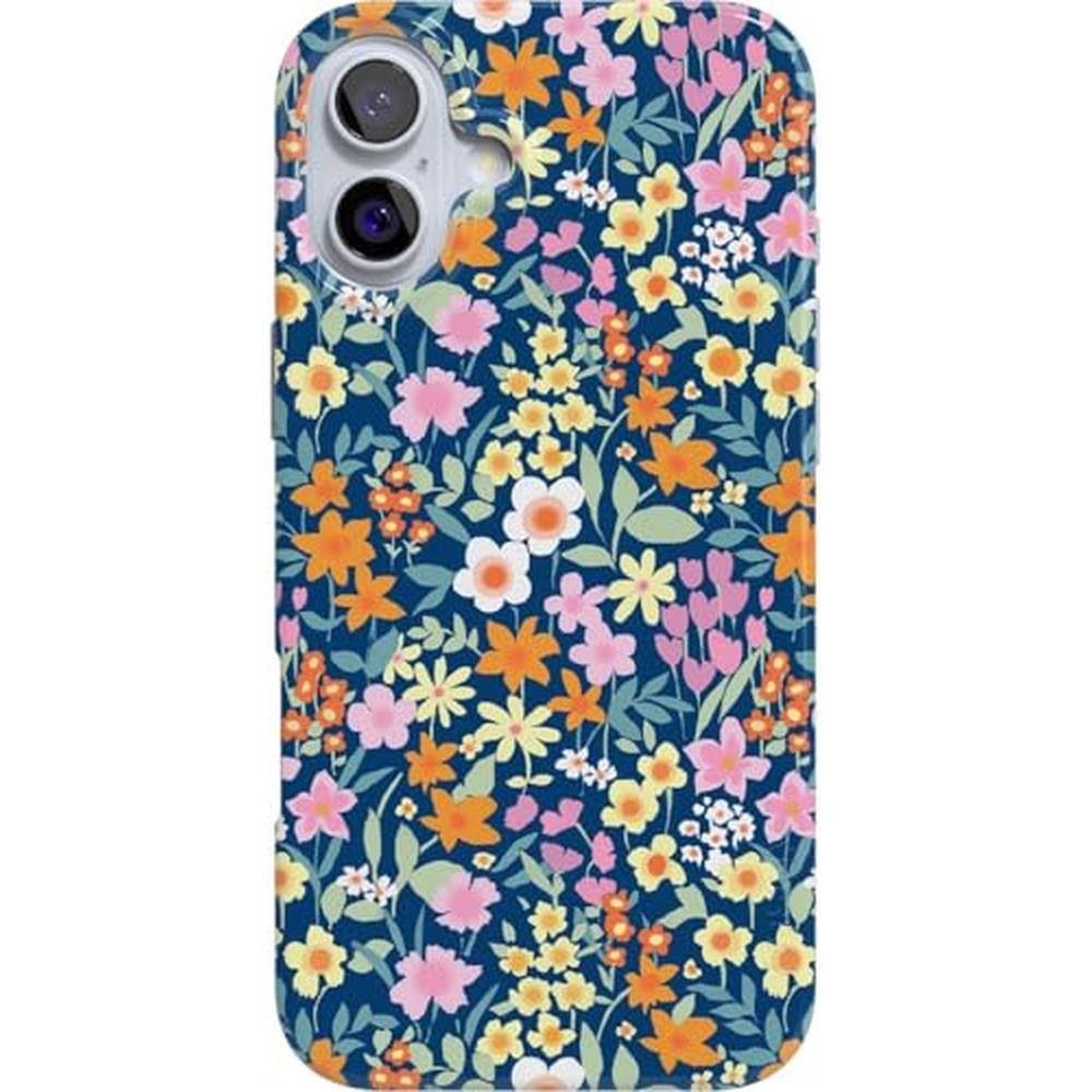 Casely iPhone 16 Plus Case: Full Bloom Navy Floral – Front View