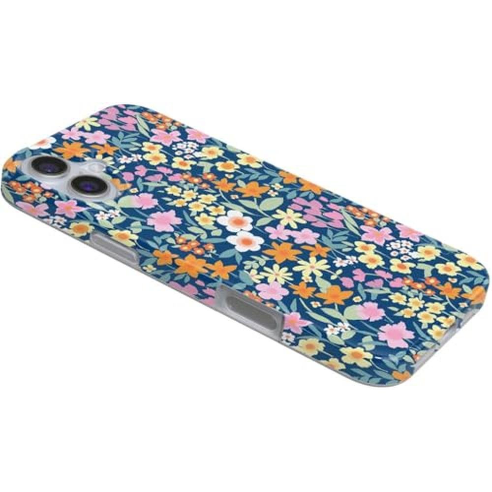 Casely iPhone 16 Plus Case: Full Bloom Navy Floral – Close-up Detail