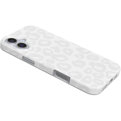 Casely iPhone 16 Plus Case: Into the Wild White Snow Leopard – Close-up Detail
