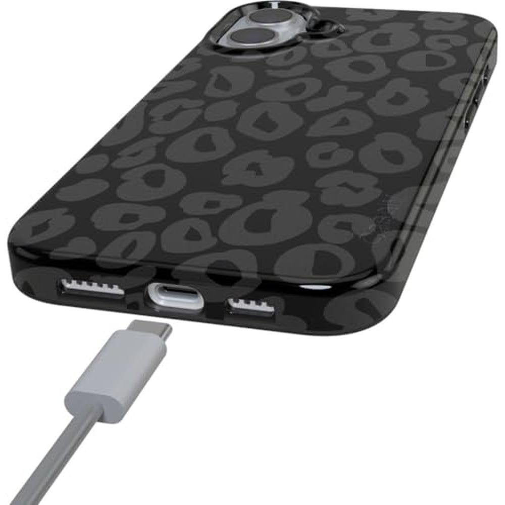 Casely iPhone 16 Plus Case: Into the Wild Black Leopard – Side View